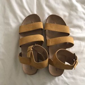 Chunky platform mustard sandals